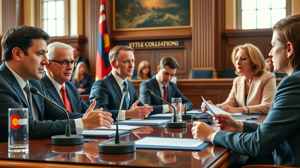 Legislative discussion panel on Medicaid waiver and supported employment reform in Colorado, showing engaged policymakers in the state capitol.